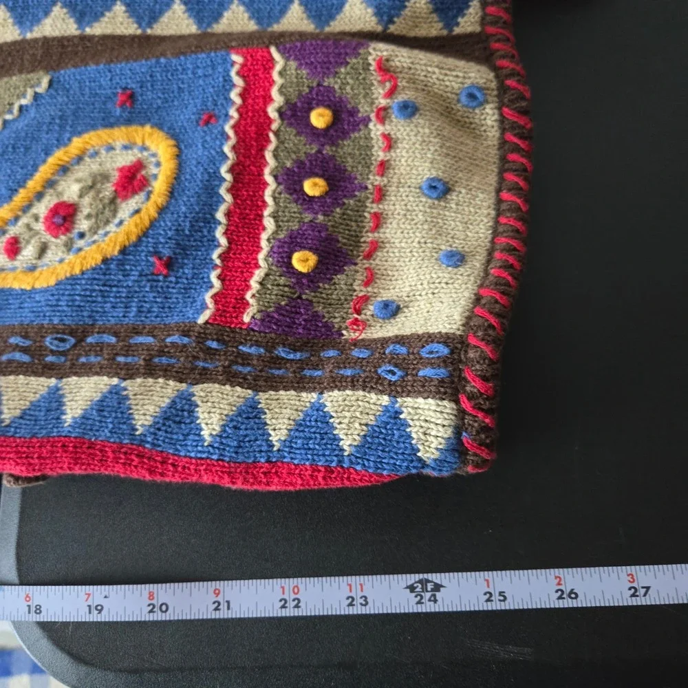 Vintage Stephanie K Womens Knit Vest Medium Patchwork‎ Grannycore Cottage Boho